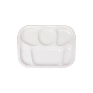 Thunder Group ML803W 13" x 9-1/2" White Color Melamine Compartment Tray Pack of 12