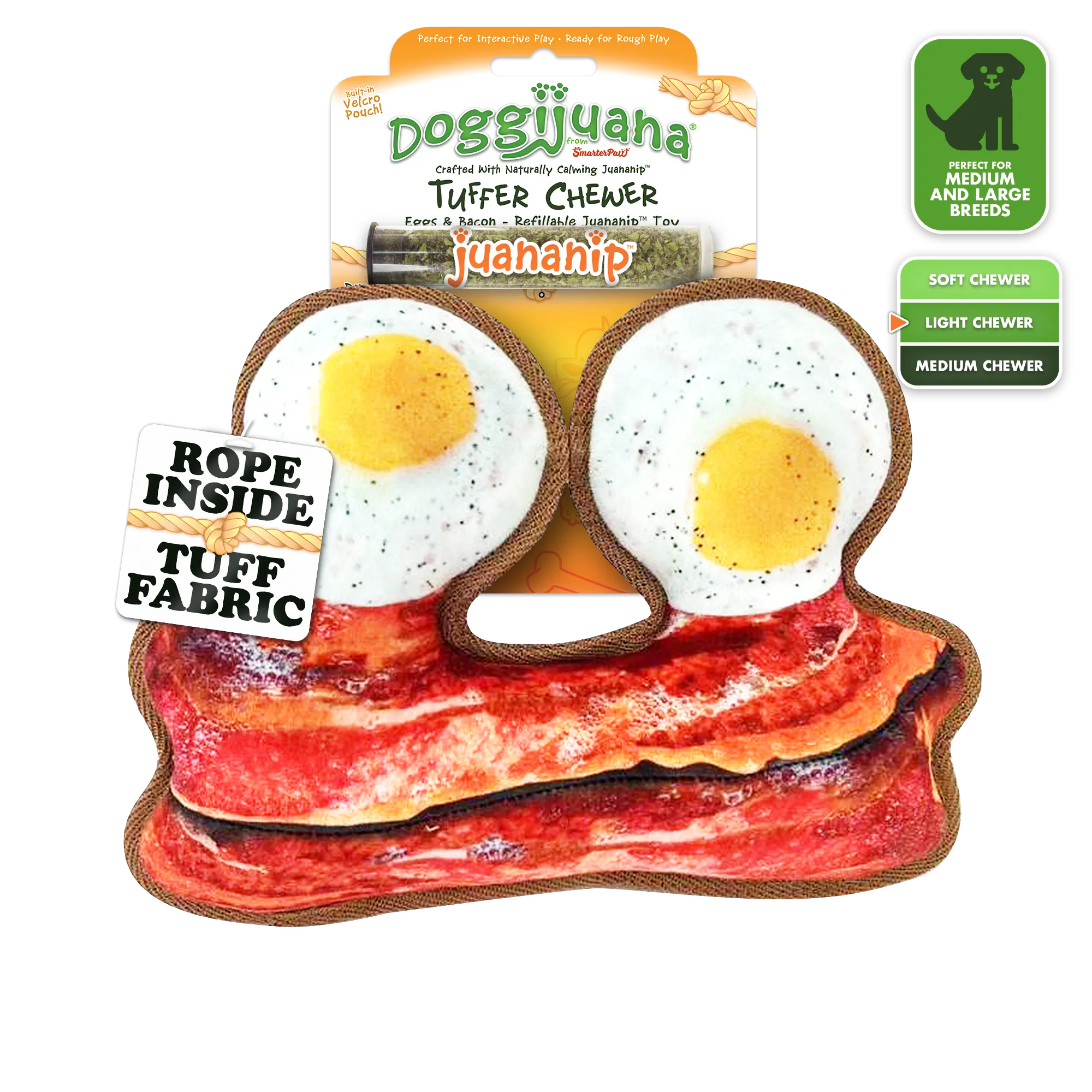 Tuffer Chewer Refillable Eggs and Bacon Toy