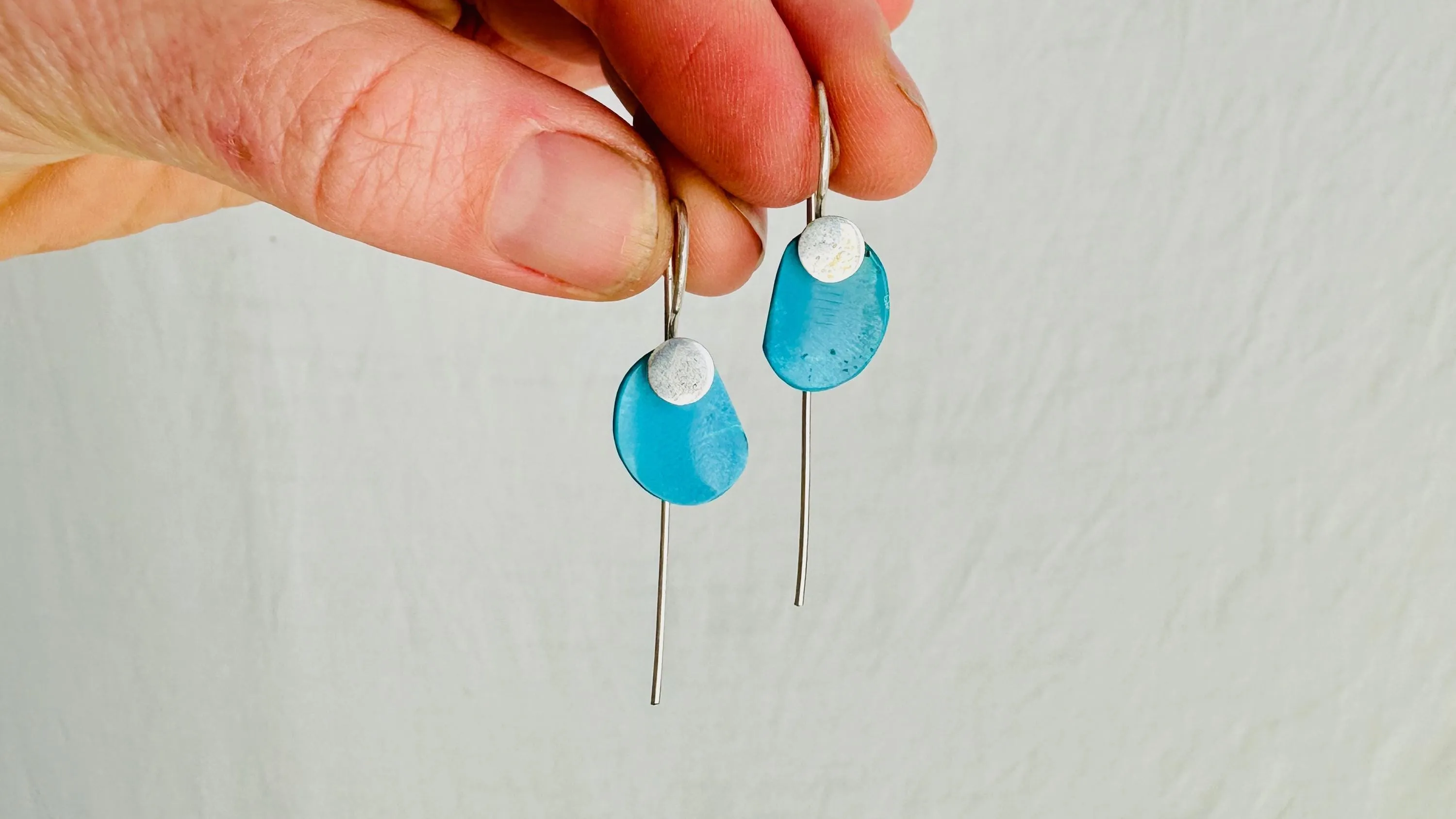 Turquoise & Silver Earrings. Handmade Sterling Silver Jewelry. Natural Sleeping Beauty Stone. 2702