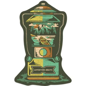 Vinyl Sticker Adventure Awaits, Distressed Vector