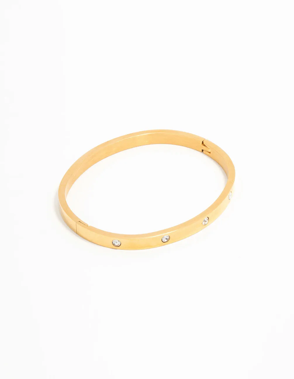 Waterproof Gold Plated Stainless Steel Diamante Hinge Bangle