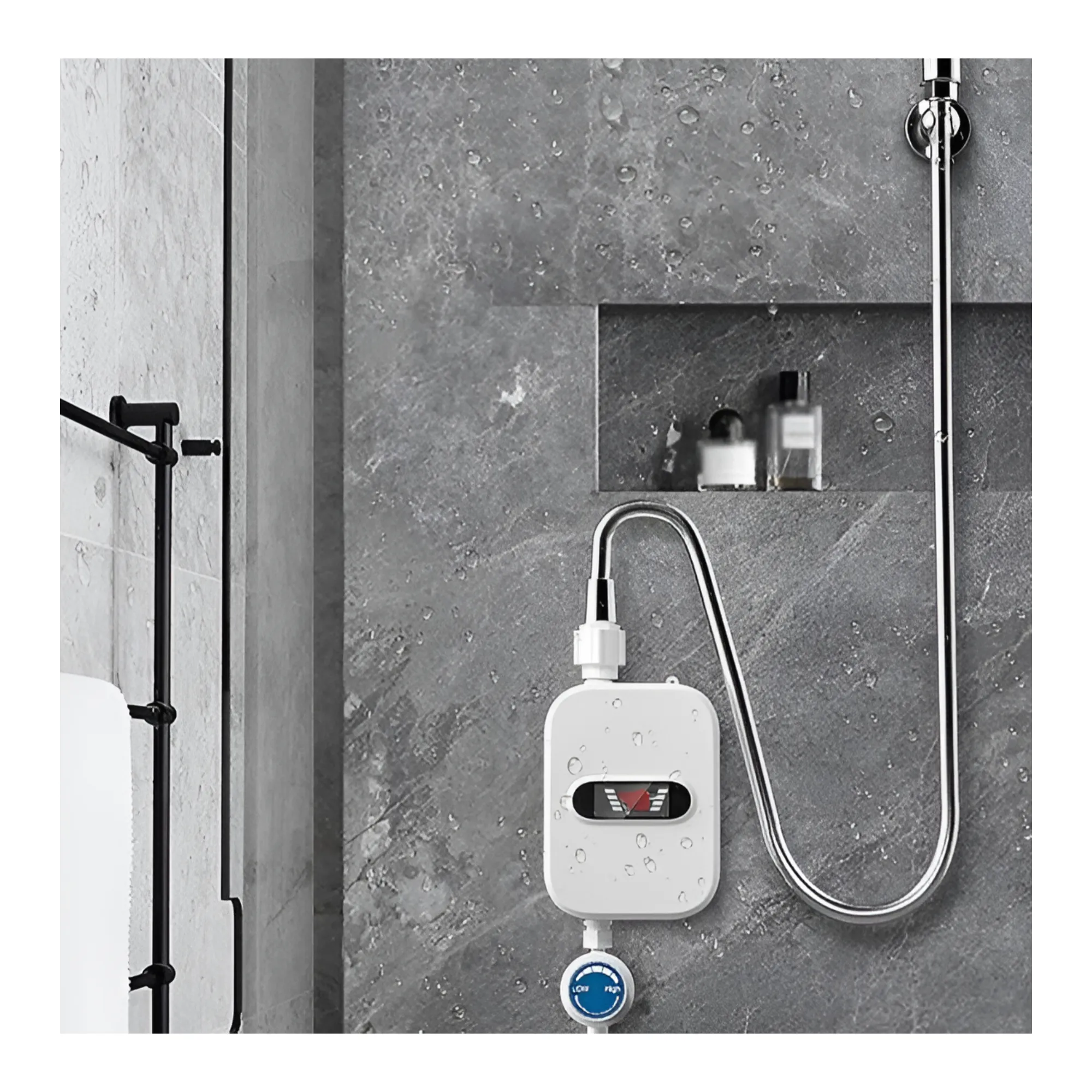 Waterproof Tankless Water Heater with LCD Display and Thermostat