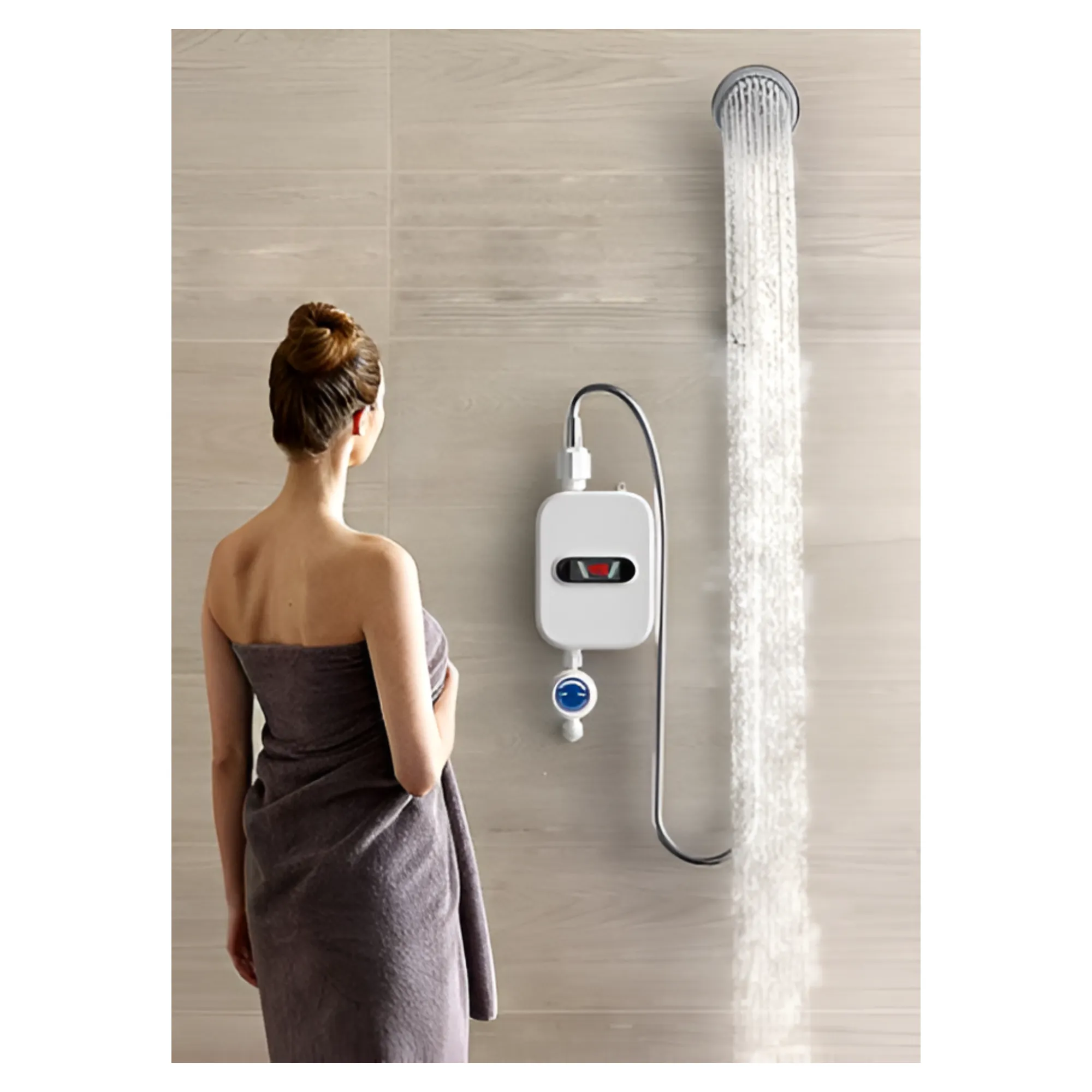 Waterproof Tankless Water Heater with LCD Display and Thermostat