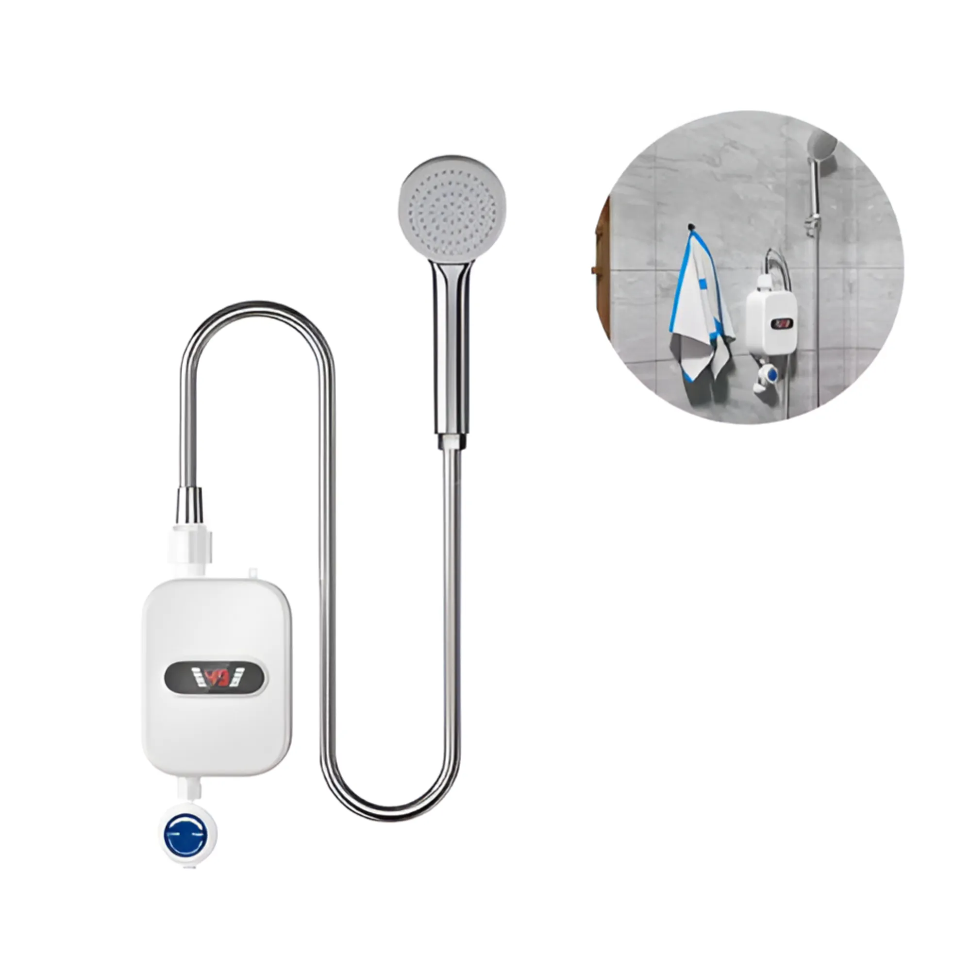 Waterproof Tankless Water Heater with LCD Display and Thermostat
