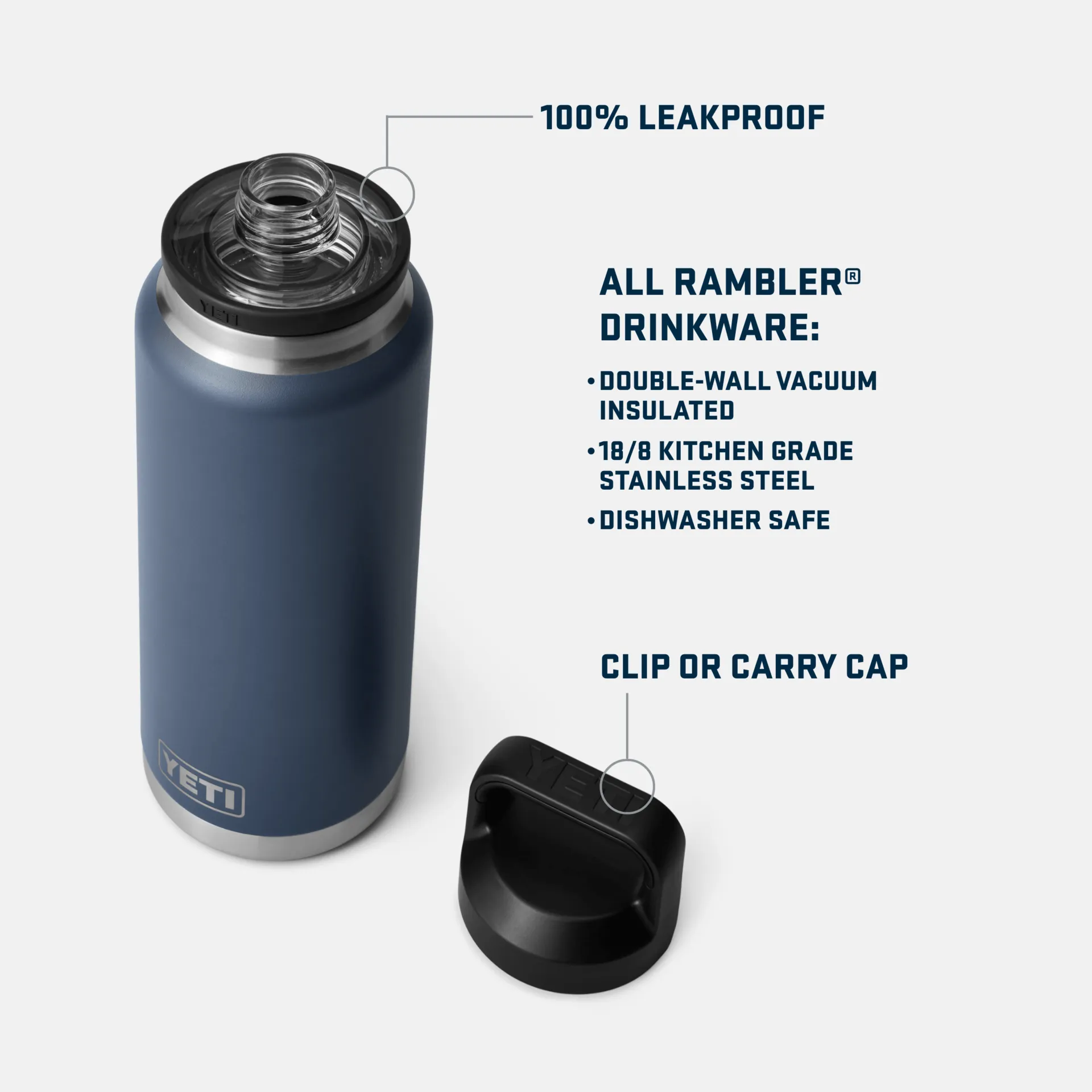 YETI Rambler 36 oz Water Bottle With Chug Cap - Navy