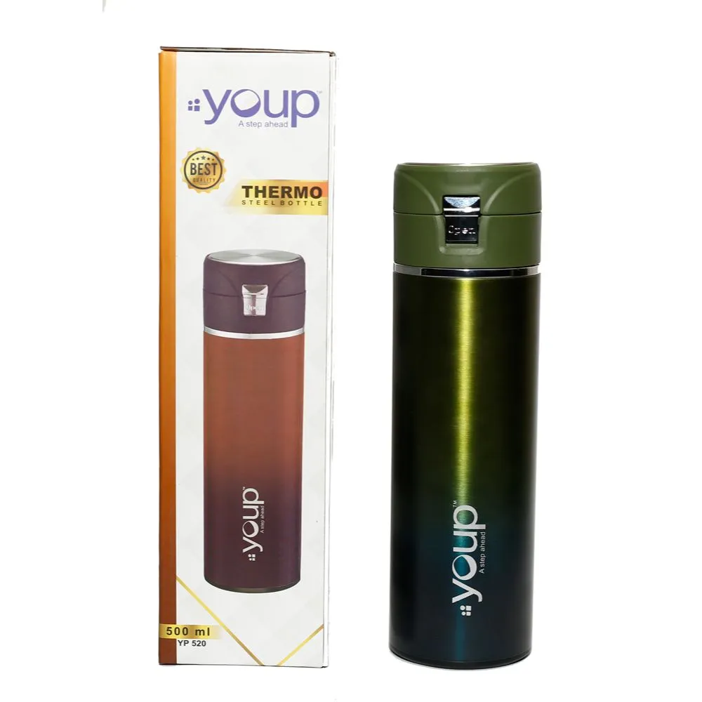 Youp Thermosteel Insulated Metallic Green Color Bottle Miracle - 500 Ml